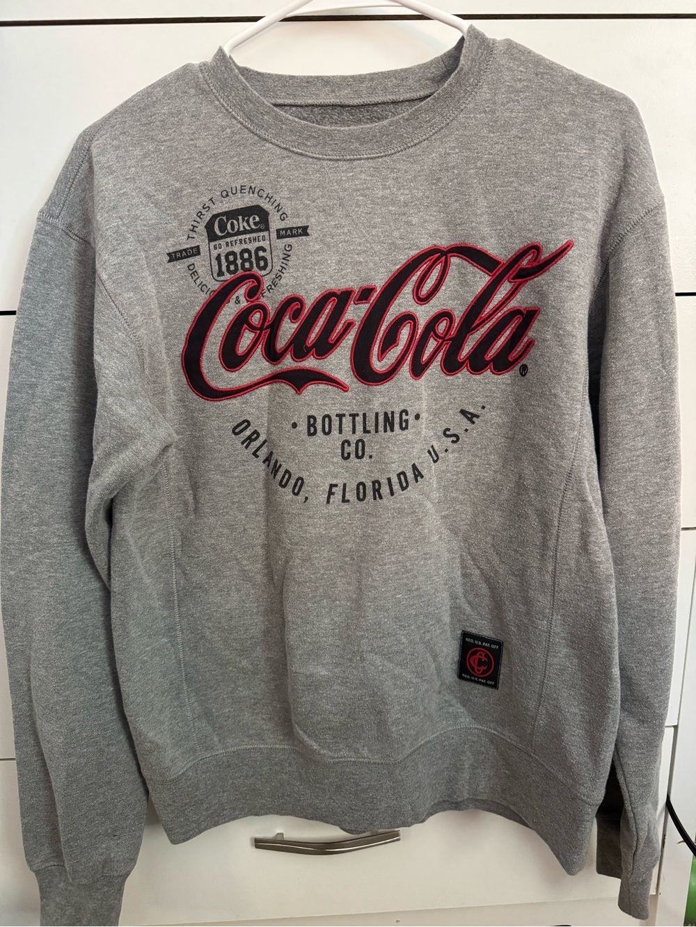Coca Cola Gray Crewneck with Red Script Logo